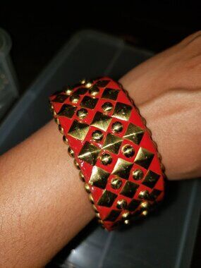 Authentic Studs and Spikes Wooden Bangle